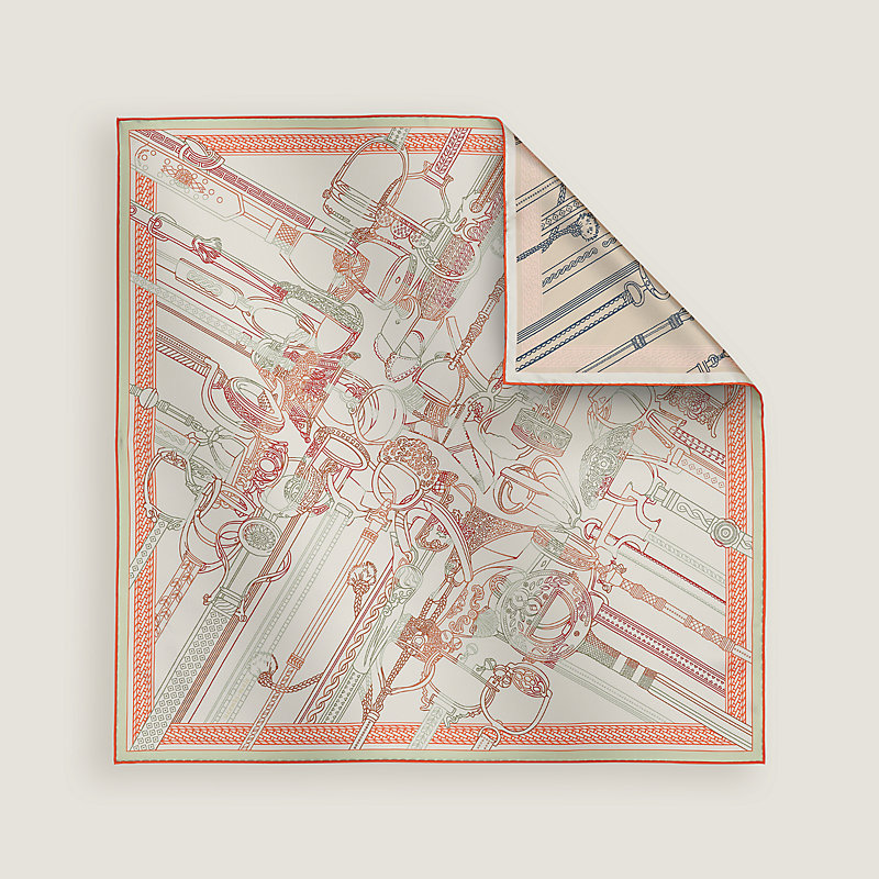 Concours d'Etriers Remix double face scarf 70 - Orange | Hermès USA